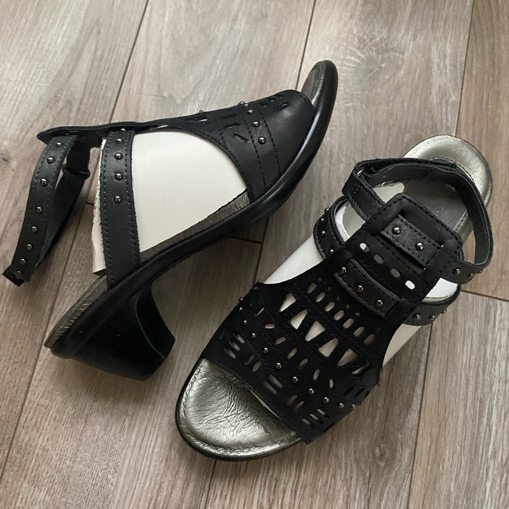 EUC Studded black ankle strap sandals